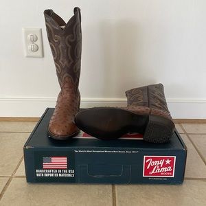 Tony Lama Exotic Full Quill Ostrich Leather Cowboy Boots. NWT